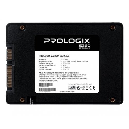 SSD-диск Prologix S360 3D TLC 512GB 2.5" (PRO512GS360) купити в Україні: Київ, Львів, Хмельницький, Тернопіль, Івано-Франківськ | Перевірка сумісності, низька ціна, відгуки, характеристики від TELEMART фото