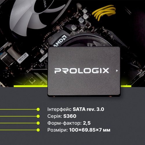 SSD-диск Prologix S360 3D TLC 1TB 2.5" (PRO1000GS360) купити в Україні: Київ, Львів, Хмельницький, Тернопіль, Івано-Франківськ | Перевірка сумісності, низька ціна, відгуки, характеристики від TELEMART фото