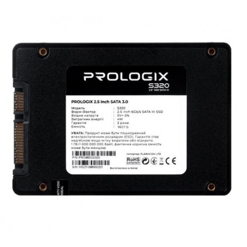 SSD-диск Prologix S320 3D TLC 960GB 2.5" (PRO960GS320) купити в Україні: Київ, Львів, Хмельницький, Тернопіль, Івано-Франківськ | Перевірка сумісності, низька ціна, відгуки, характеристики від TELEMART фото