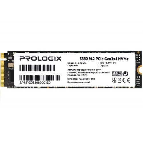 SSD-диск Prologix S380 3D TLC 256GB M.2 (2280 PCI-E) NVMe x4 (PRO256GS380) купити в Україні: Київ, Львів, Хмельницький, Тернопіль, Івано-Франківськ | Перевірка сумісності, низька ціна, відгуки, характеристики від TELEMART фото