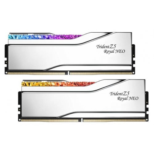 Озу G.Skill DDR5 64GB (2x32GB) 6000Mhz Trident Z5 Royal Neo Silver (F5-6000J2836G32GX2-TR5NS) (Восстановлено продавцом, 862938) купить в Украине: Киев, Днепр, Харьков, Одесса  | Проверка совместимости, низкая цена, отзывы, характеристики от TELEMART фото
