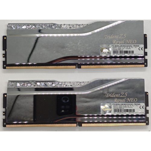 Озу G.Skill DDR5 64GB (2x32GB) 6000Mhz Trident Z5 Royal Neo Silver (F5-6000J2836G32GX2-TR5NS) (Восстановлено продавцом, 862938) купить в Украине: Киев, Днепр, Харьков, Одесса  | Проверка совместимости, низкая цена, отзывы, характеристики от TELEMART фото