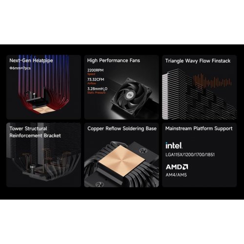 Кулер PCCooler RT720 Black купить в Украине: Киев, Днепр, Харьков, Одесса  | Проверка совместимости, низкая цена, отзывы, характеристики от TELEMART фото