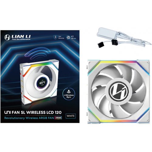 Кулер для корпуса Lian Li Uni Fan SL Wireless LCD 120 (G99.12SLLCD1W1W.00) White купити в Україні: Київ, Львів, Хмельницький, Тернопіль, Івано-Франківськ | Перевірка сумісності, низька ціна, відгуки, характеристики від TELEMART фото