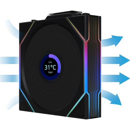 Кулер для корпуса Lian Li Uni Fan TL Wireless LCD 120 (G99.12TLLCD1W1B.00) Black купити в Україні: Київ, Львів, Хмельницький, Тернопіль, Івано-Франківськ | Перевірка сумісності, низька ціна, відгуки, характеристики від TELEMART фото