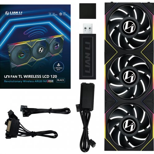 Набір кулерів для корпусу Lian Li Uni Fan TL Wireless LCD 120 3 in 1 (G99.12TLLCD1W3B.00) Black купити в Україні: Київ, Львів, Хмельницький, Тернопіль, Івано-Франківськ | Перевірка сумісності, низька ціна, відгуки, характеристики від TELEMART фото