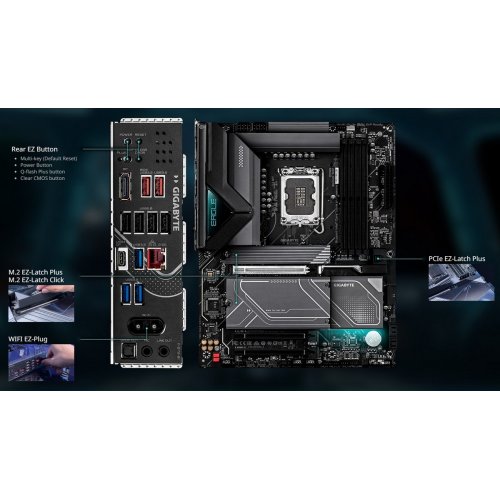 Материнская плата Gigabyte Z890 EAGLE WIFI7 PLUS (s1851, Intel Z890) купить в Украине: Киев, Днепр, Харьков, Одесса  | Проверка совместимости, низкая цена, отзывы, характеристики от TELEMART фото