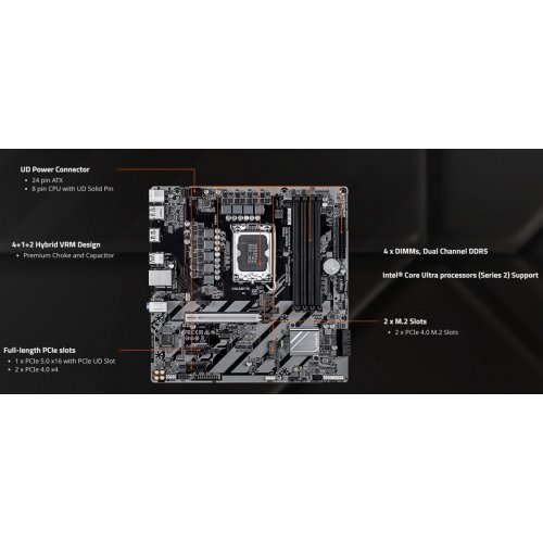 Материнская плата Gigabyte B860M D3W (s1851, Intel B860) купить в Украине: Киев, Днепр, Харьков, Одесса  | Проверка совместимости, низкая цена, отзывы, характеристики от TELEMART фото
