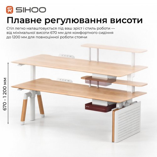 Комп'ютерний стіл з електрорегулюванням висоти Sihoo D07 160 (D07B-101/D07J-101-AB) Walnut/Black купити в Україні: Київ, Львів, Хмельницький, Тернопіль, Івано-Франківськ | Низька ціна, відгуки, характеристики від TELEMART фото