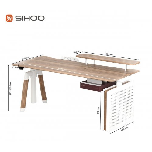 Комп'ютерний стіл з електрорегулюванням висоти Sihoo D07 160 (D07B-101/D07J-101-AB) Walnut/Black купити в Україні: Київ, Львів, Хмельницький, Тернопіль, Івано-Франківськ | Низька ціна, відгуки, характеристики від TELEMART фото