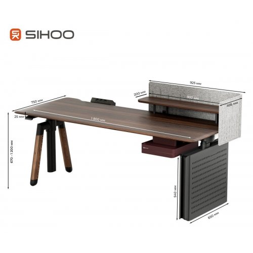 Комп'ютерний стіл з електрорегулюванням висоти Sihoo D07 180 (D07A-101/D07J-101-AB/DO7-P) Walnut/Black купити в Україні: Київ, Львів, Хмельницький, Тернопіль, Івано-Франківськ | Низька ціна, відгуки, характеристики від TELEMART фото