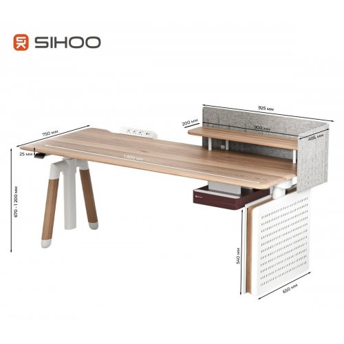 Комп'ютерний стіл з електрорегулюванням висоти Sihoo D07 180 (D07A-102/D07J-102-AB/DO7-P) Maple/White купити в Україні: Київ, Львів, Хмельницький, Тернопіль, Івано-Франківськ | Низька ціна, відгуки, характеристики від TELEMART фото