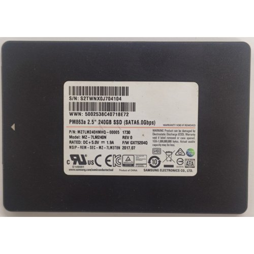 Ssd-диск Samsung PM863a V-NAND TLC 240GB 2.5" (MZ7LM240HMHQ) (Восстановлено продавцом, 863353) купить в Украине: Киев, Днепр, Харьков, Одесса  | Проверка совместимости, низкая цена, отзывы, характеристики от TELEMART фото