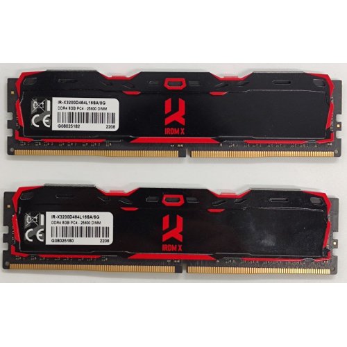 Озу GoodRAM DDR4 16GB (2x8GB) 3200Mhz IRDM X Red (IR-XR3200D464L16SA/16GDC) (Восстановлено продавцом, 863364) купить в Украине: Киев, Днепр, Харьков, Одесса  | Проверка совместимости, низкая цена, отзывы, характеристики от TELEMART фото
