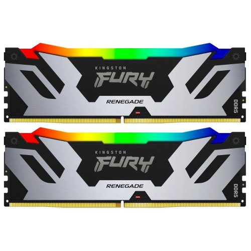 Озу Kingston DDR5 32GB (2x16GB) 6400MHz FURY Renegade RGB Silver (KF564C32RSAK2-32) (Восстановлено продавцом, 863366) купить в Украине: Киев, Днепр, Харьков, Одесса  | Проверка совместимости, низкая цена, отзывы, характеристики от TELEMART фото