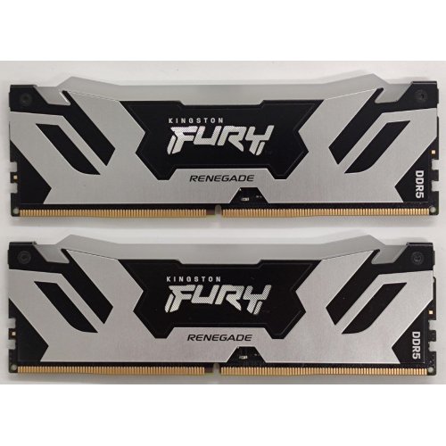 Озу Kingston DDR5 32GB (2x16GB) 6400MHz FURY Renegade RGB Silver (KF564C32RSAK2-32) (Восстановлено продавцом, 863366) купить в Украине: Киев, Днепр, Харьков, Одесса  | Проверка совместимости, низкая цена, отзывы, характеристики от TELEMART фото