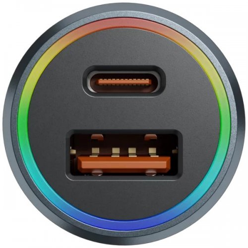 Автомобільний зарядний пристрій Proove Double Energy Plus USB + USB Type-C 53W (ACDE53110004) Metal Gray купити в Україні: Київ, Львів, Хмельницький, Тернопіль, Івано-Франківськ | Низька ціна, відгуки, характеристики від TELEMART фото