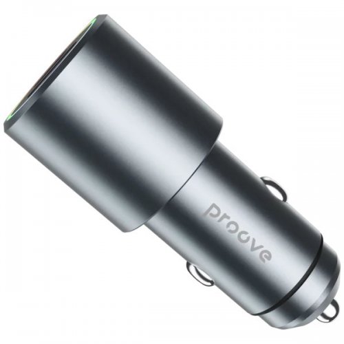 Автомобільний зарядний пристрій Proove Double Energy Plus USB + USB Type-C 53W (ACDE53110004) Metal Gray купити в Україні: Київ, Львів, Хмельницький, Тернопіль, Івано-Франківськ | Низька ціна, відгуки, характеристики від TELEMART фото