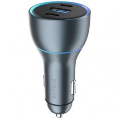 Автомобильное зарядное устройство Proove Super Charge USB + 2 x USB Type-C 130W (ACSC13120004) Metal Gray