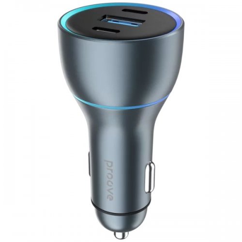Автомобильное зарядное устройство Proove Super Charge USB + 2 x USB Type-C 130W (ACSC13120004) Metal Gray купить в Украине: Киев, Днепр, Харьков, Одесса  | Низкая цена, отзывы, характеристики от TELEMART фото