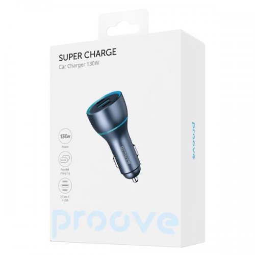 Автомобильное зарядное устройство Proove Super Charge USB + 2 x USB Type-C 130W (ACSC13120004) Metal Gray купить в Украине: Киев, Днепр, Харьков, Одесса  | Низкая цена, отзывы, характеристики от TELEMART фото