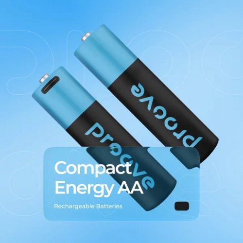 Акумуляторна батарея Proove Compact Energy AA Li-Ion 2400mWh 1.5V 2шт. (RBCE26010008) купити в Україні: Київ, Львів, Хмельницький, Тернопіль, Івано-Франківськ | Низька ціна, відгуки, характеристики від TELEMART фото