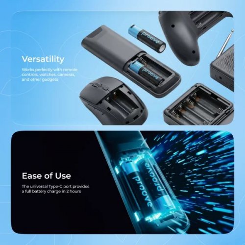 Акумуляторна батарея Proove Compact Energy AA Li-Ion 2400mWh 1.5V 2шт. (RBCE26010008) купити в Україні: Київ, Львів, Хмельницький, Тернопіль, Івано-Франківськ | Низька ціна, відгуки, характеристики від TELEMART фото