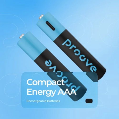 Акумуляторна батарея Proove Compact Energy AAA Li-Ion 740mWh 1.5V 2шт. (RBCE75010008) купити в Україні: Київ, Львів, Хмельницький, Тернопіль, Івано-Франківськ | Низька ціна, відгуки, характеристики від TELEMART фото