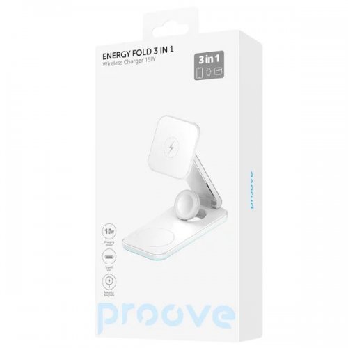 Беспроводное зарядное устройство Proove Energy Fold 3 in 1 (WSEF15010002) White купить в Украине: Киев, Днепр, Харьков, Одесса  | Низкая цена, отзывы, характеристики от TELEMART фото