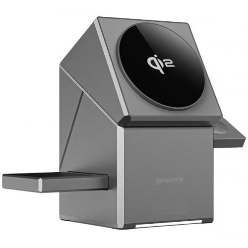 Беспроводное зарядное устройство Proove Iron Hide 3 in 1 Qi2 (WSIH15000003) Gray купить в Украине: Киев, Днепр, Харьков, Одесса  | Низкая цена, отзывы, характеристики от TELEMART фото