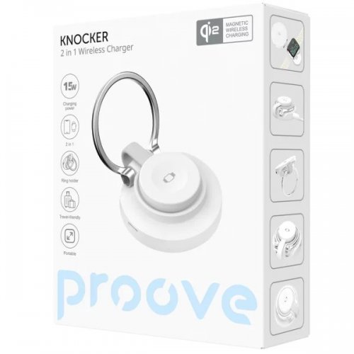 Беспроводное зарядное устройство Proove Knocker 2 in 1 Qi2 (WSPK15012002) White купить в Украине: Киев, Днепр, Харьков, Одесса  | Низкая цена, отзывы, характеристики от TELEMART фото