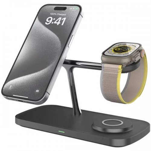 Беспроводное зарядное устройство Proove Magnetic Field Pro 3 in 1 Qi2 (WSMP15002001) Black купить в Украине: Киев, Днепр, Харьков, Одесса  | Низкая цена, отзывы, характеристики от TELEMART фото