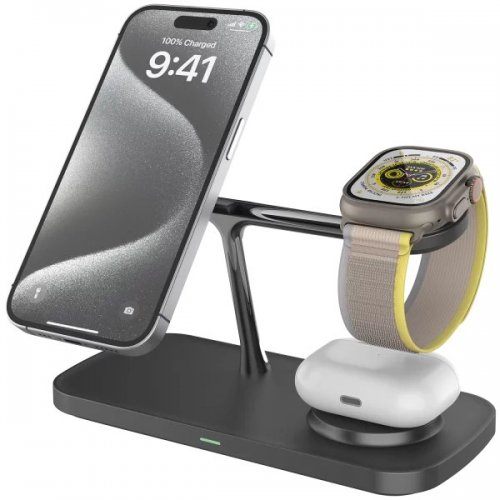 Беспроводное зарядное устройство Proove Magnetic Field Pro 3 in 1 Qi2 (WSMP15002001) Black купить в Украине: Киев, Днепр, Харьков, Одесса  | Низкая цена, отзывы, характеристики от TELEMART фото