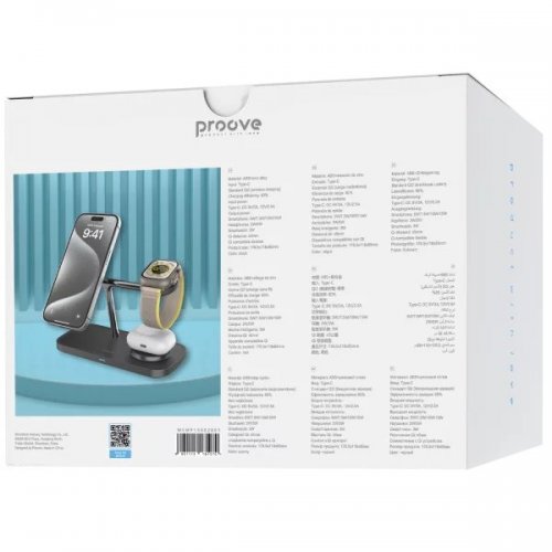 Беспроводное зарядное устройство Proove Magnetic Field Pro 3 in 1 Qi2 (WSMP15002001) Black купить в Украине: Киев, Днепр, Харьков, Одесса  | Низкая цена, отзывы, характеристики от TELEMART фото