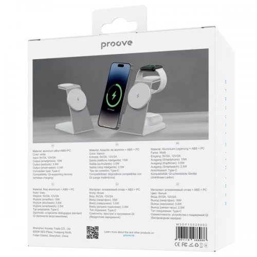 Беспроводное зарядное устройство Proove Omni Power 3 in 1 (WSOP15020002) White купить в Украине: Киев, Днепр, Харьков, Одесса  | Низкая цена, отзывы, характеристики от TELEMART фото
