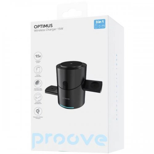 Беспроводное зарядное устройство Proove Optimus (WSOP15000001) Black купить в Украине: Киев, Днепр, Харьков, Одесса  | Низкая цена, отзывы, характеристики от TELEMART фото