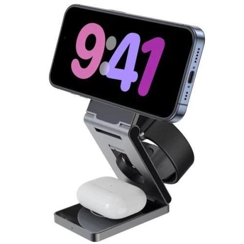 Беспроводное зарядное устройство Proove Titan Volt 3 in 1 (WSTV15000003) Gray купить в Украине: Киев, Днепр, Харьков, Одесса  | Низкая цена, отзывы, характеристики от TELEMART фото