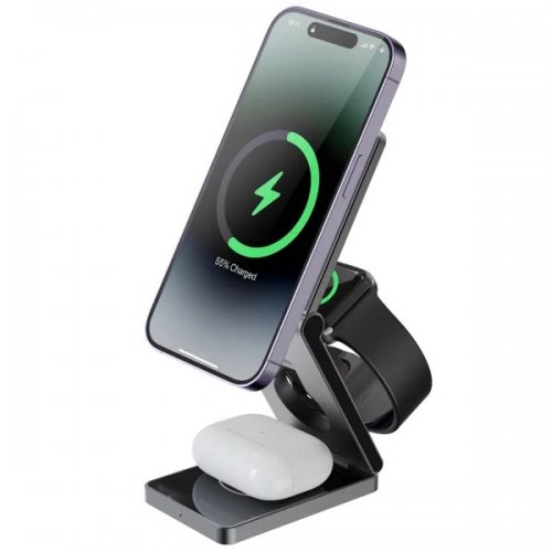 Беспроводное зарядное устройство Proove Titan Volt 3 in 1 (WSTV15000003) Gray купить в Украине: Киев, Днепр, Харьков, Одесса  | Низкая цена, отзывы, характеристики от TELEMART фото