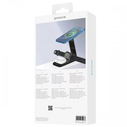 Беспроводное зарядное устройство Proove Energy Fold 3 in 1 (WSEF15010001) Black купить в Украине: Киев, Днепр, Харьков, Одесса  | Низкая цена, отзывы, характеристики от TELEMART фото