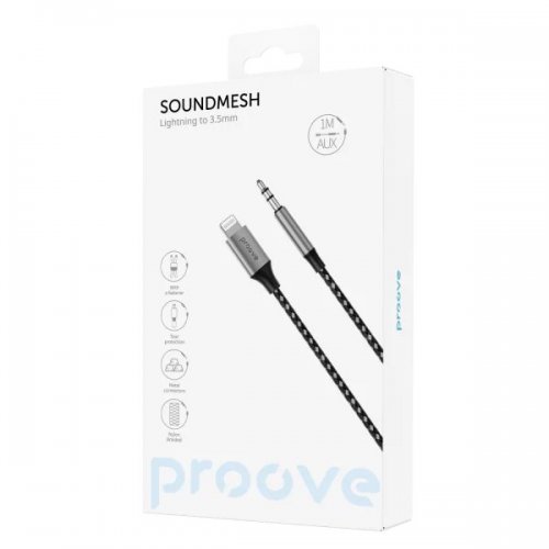 Кабель Proove SoundMesh Lightning to AUX 3.5mm 1m (ACSM00004801) Gray купить в Украине: Киев, Днепр, Харьков, Одесса  | Низкая цена, отзывы, характеристики от TELEMART фото