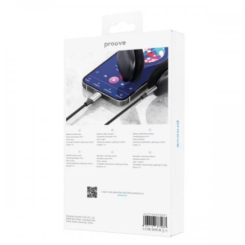 Кабель Proove SoundTrack Lightning to AUX 3.5mm 1m (ACST00004801) Black купить в Украине: Киев, Днепр, Харьков, Одесса  | Низкая цена, отзывы, характеристики от TELEMART фото