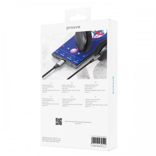 Кабель Proove SoundTrack USB Type-C to AUX 3.5mm 1m (ACST00002801) Black купить в Украине: Киев, Днепр, Харьков, Одесса  | Низкая цена, отзывы, характеристики от TELEMART фото