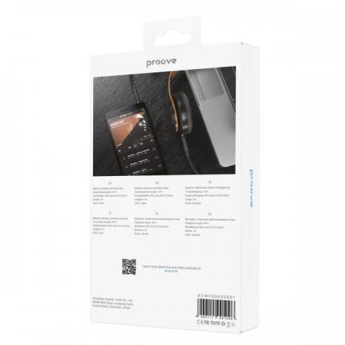 Кабель Proove Weft AUX 3.5mm to AUX 3.5mm 1m (ACWF00005801) Black купить в Украине: Киев, Днепр, Харьков, Одесса  | Низкая цена, отзывы, характеристики от TELEMART фото