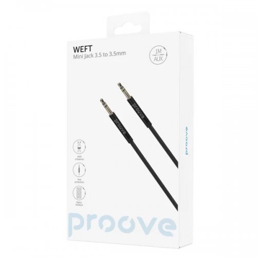 Кабель Proove Weft AUX 3.5mm to AUX 3.5mm 1m (ACWF00005801) Black купить в Украине: Киев, Днепр, Харьков, Одесса  | Низкая цена, отзывы, характеристики от TELEMART фото