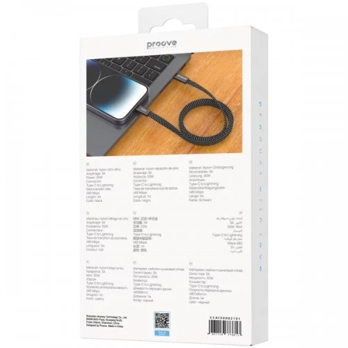 Кабель Proove AirLine USB Type-C to Lightning 30W 1m (CCAI30002101) Black купить в Украине: Киев, Днепр, Харьков, Одесса  | Низкая цена, отзывы, характеристики от TELEMART фото