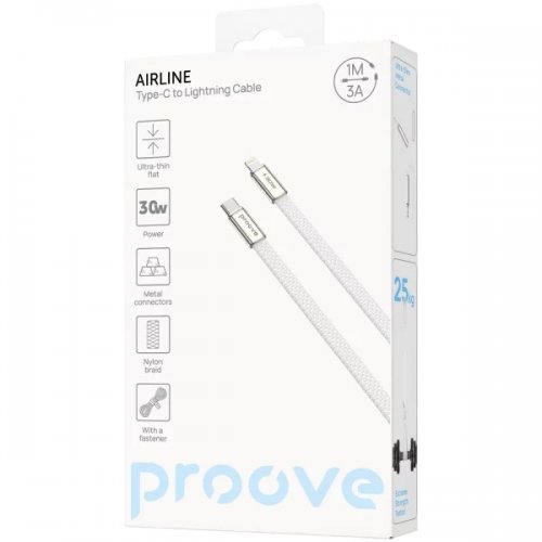 Кабель Proove AirLine USB Type-C to Lightning 30W 1m (CCAI30002102) White купить в Украине: Киев, Днепр, Харьков, Одесса  | Низкая цена, отзывы, характеристики от TELEMART фото