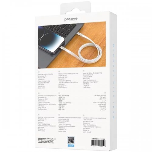 Кабель Proove AirLine USB Type-C to Lightning 30W 1m (CCAI30002102) White купить в Украине: Киев, Днепр, Харьков, Одесса  | Низкая цена, отзывы, характеристики от TELEMART фото