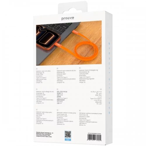 Кабель Proove AirLine USB Type-C to USB Type-C 60W 1m (CCAI60002218) Orange купить в Украине: Киев, Днепр, Харьков, Одесса  | Низкая цена, отзывы, характеристики от TELEMART фото