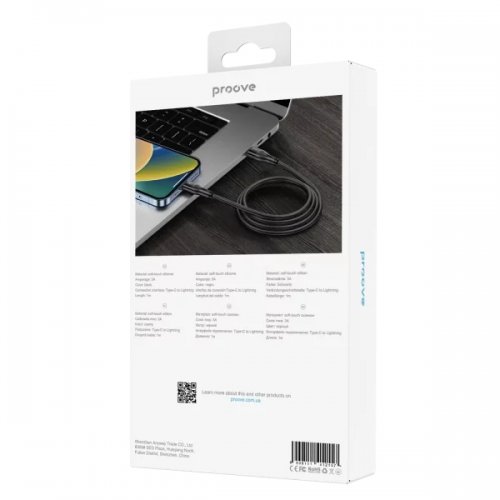 Кабель Proove Dense Metal USB Type-C to Lightning 27W 1m (CCDM27002101) Black купить в Украине: Киев, Днепр, Харьков, Одесса  | Низкая цена, отзывы, характеристики от TELEMART фото