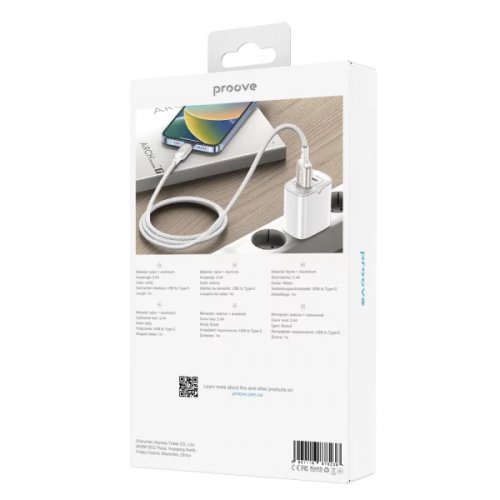 Кабель Proove Dense Metal USB to USB Type-C 3A 1m (CCDM20001202) White купить в Украине: Киев, Днепр, Харьков, Одесса  | Низкая цена, отзывы, характеристики от TELEMART фото